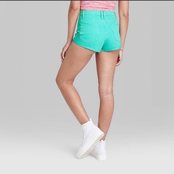 NWT Super-High Rise Cheeky Jean Shorts - Wild Fable™- Aqua Blue SIZE 0 - Picture 3 of 14